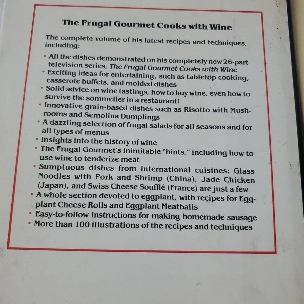 The Frugal Gourmet & Cooks with Wine Jeff Smith Cookbook Lot Hardcover 2 Books
